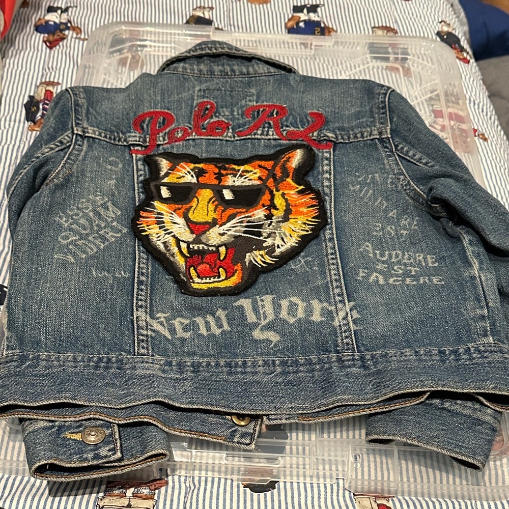 Polo Ralph Lauren Kids Tiger Denim Jacket Polo RL embroidered Egyptian cotton